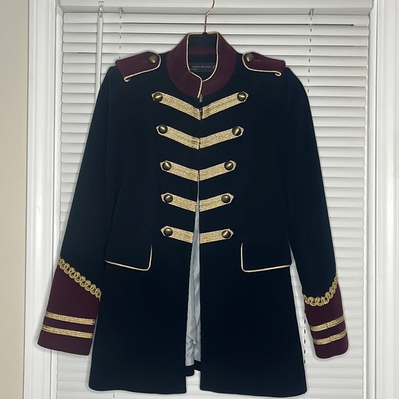 Zara Jackets & Coats Zara Wool Navy Gold Military Coat Poshmark